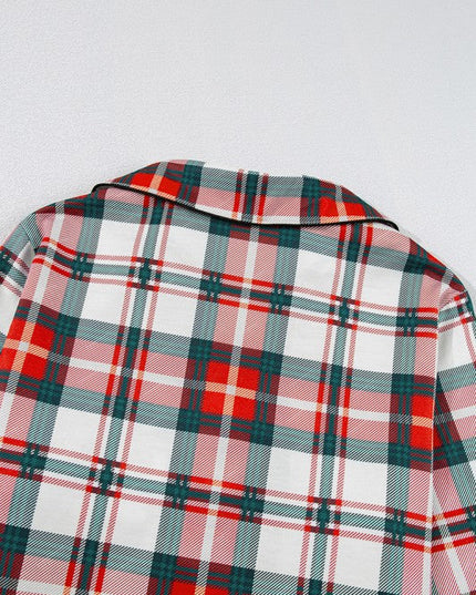 Christmas Plaid Two Piece Long Sleeve Pajamas Set