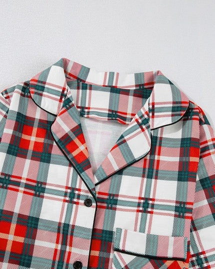 Christmas Plaid Two Piece Long Sleeve Pajamas Set