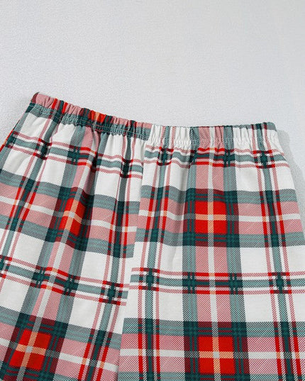 Christmas Plaid Two Piece Long Sleeve Pajamas Set