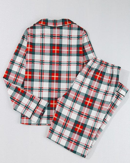 Christmas Plaid Two Piece Long Sleeve Pajamas Set