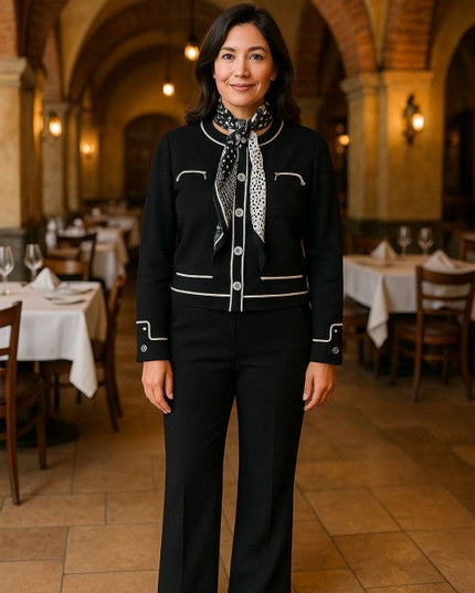 Knit Tailored Ensemble Cardigan & Wide Leg Pants