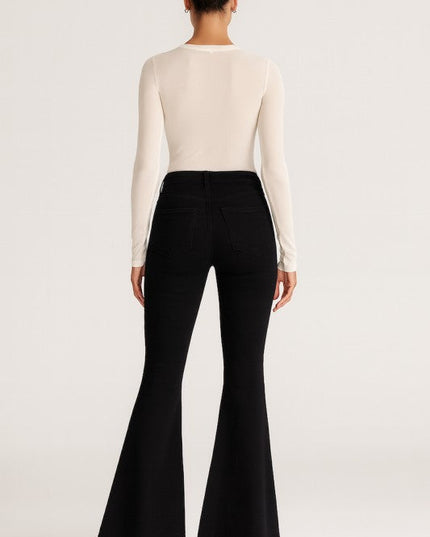 GJG Denim Black Flare Jeans with Stud Details