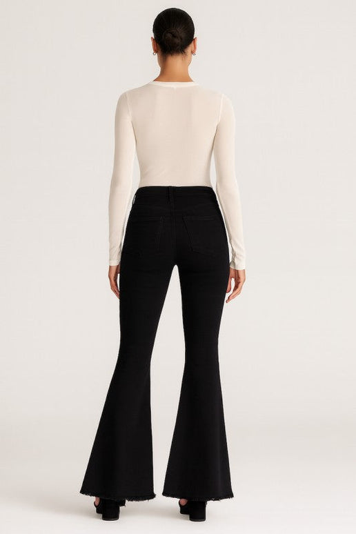 GJG Denim Black Flare Jeans with Stud Details