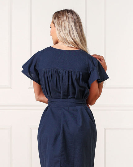 Linen Keyhole Dress