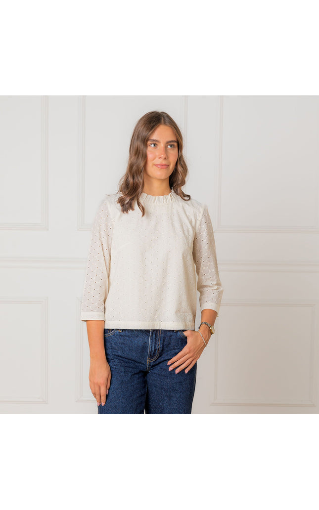 Organic Ruffle Neck Top