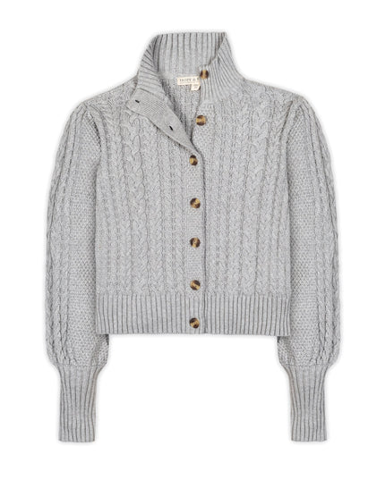 Organic Mock Neck Cable Cardigan