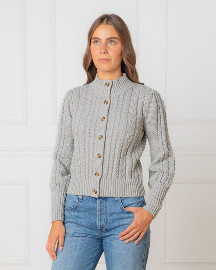 Organic Mock Neck Cable Cardigan