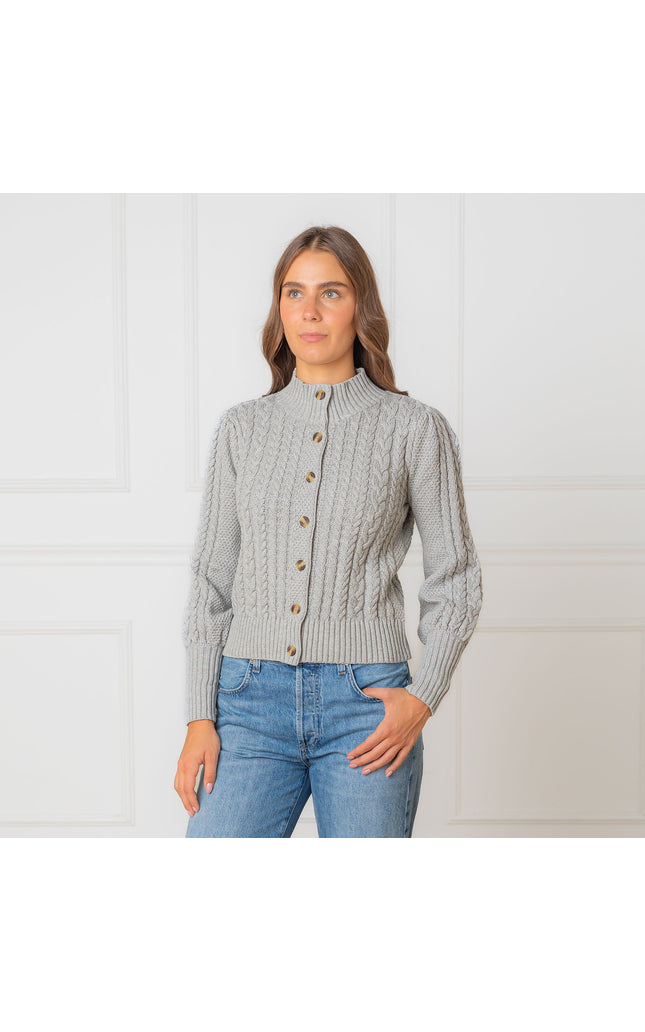 Organic Mock Neck Cable Cardigan