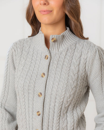 Organic Mock Neck Cable Cardigan