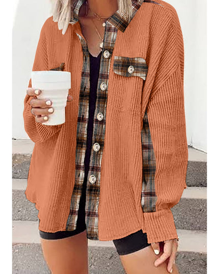 Plaid Button Down Collared Jacket