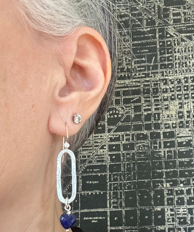 Gemstone Heart Dangle Earrings