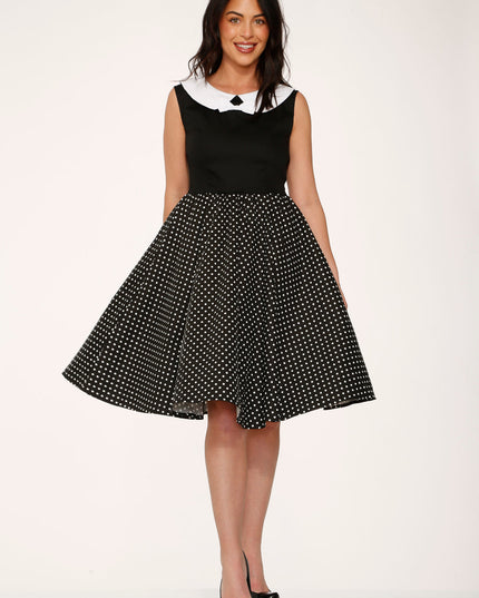 29200 Black White Polka Dot Swing Dress