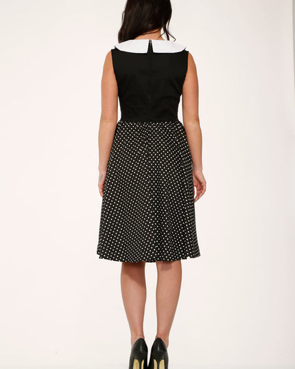 29200 Black White Polka Dot Swing Dress