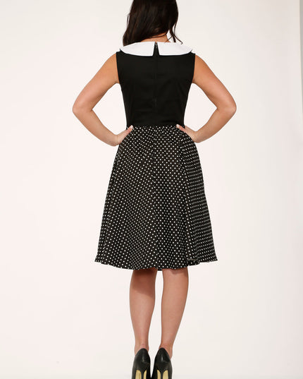 29200 Black White Polka Dot Swing Dress