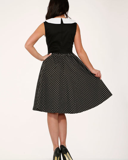 29200 Black White Polka Dot Swing Dress