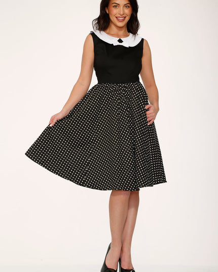 29200 Black White Polka Dot Swing Dress