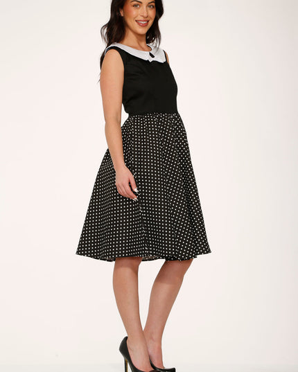 29200 Black White Polka Dot Swing Dress