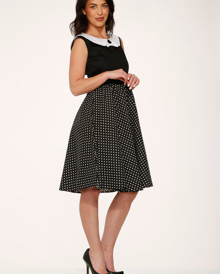 29200 Black White Polka Dot Swing Dress
