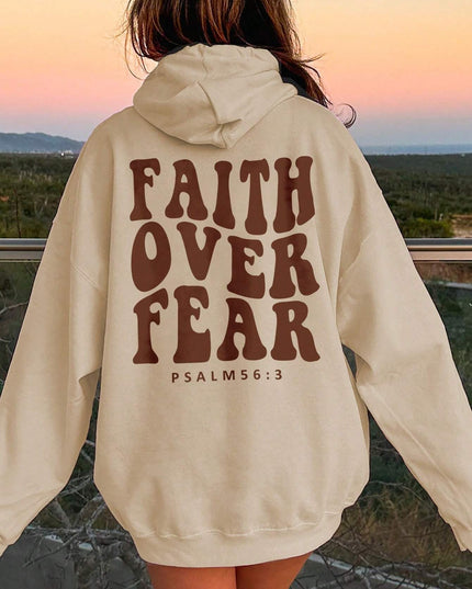 Women Faith Over Fear Dropped Shoulder Hoodie