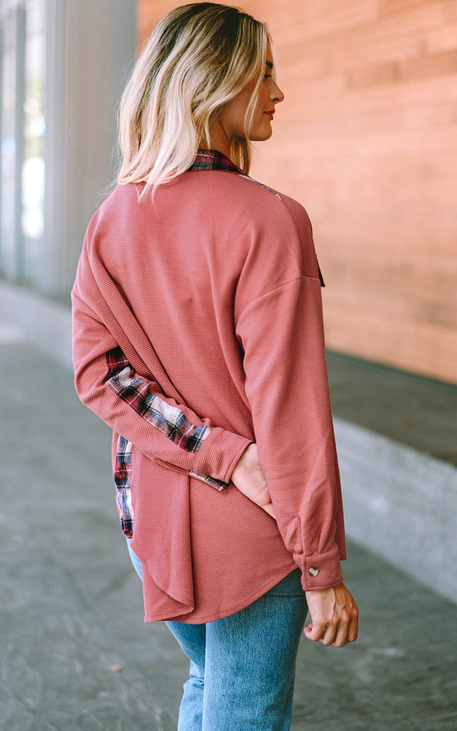 Plaid Button Down Collared Jacket