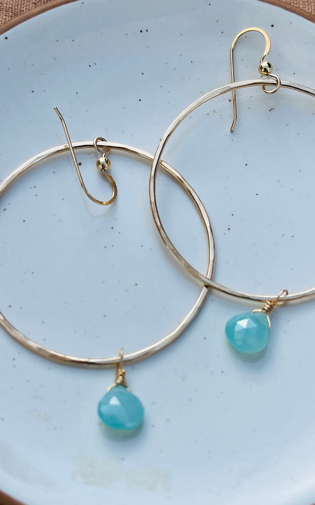 AQUA CHALCEDONY HOOP EARRINGS