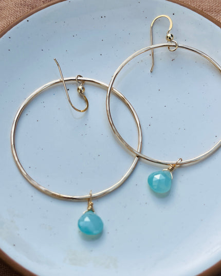 AQUA CHALCEDONY HOOP EARRINGS