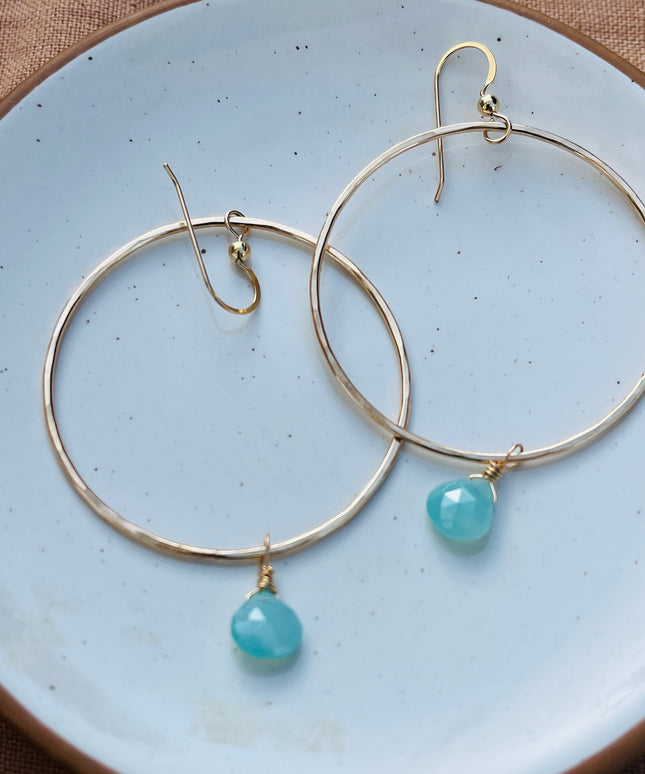 AQUA CHALCEDONY HOOP EARRINGS