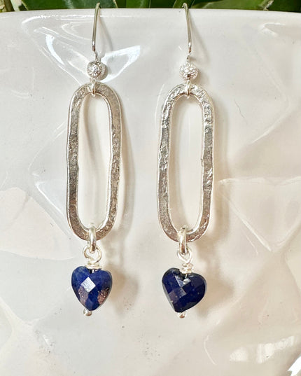 Gemstone Heart Dangle Earrings