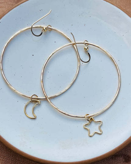STAR & LUNA MOON HOOP EARRINGS