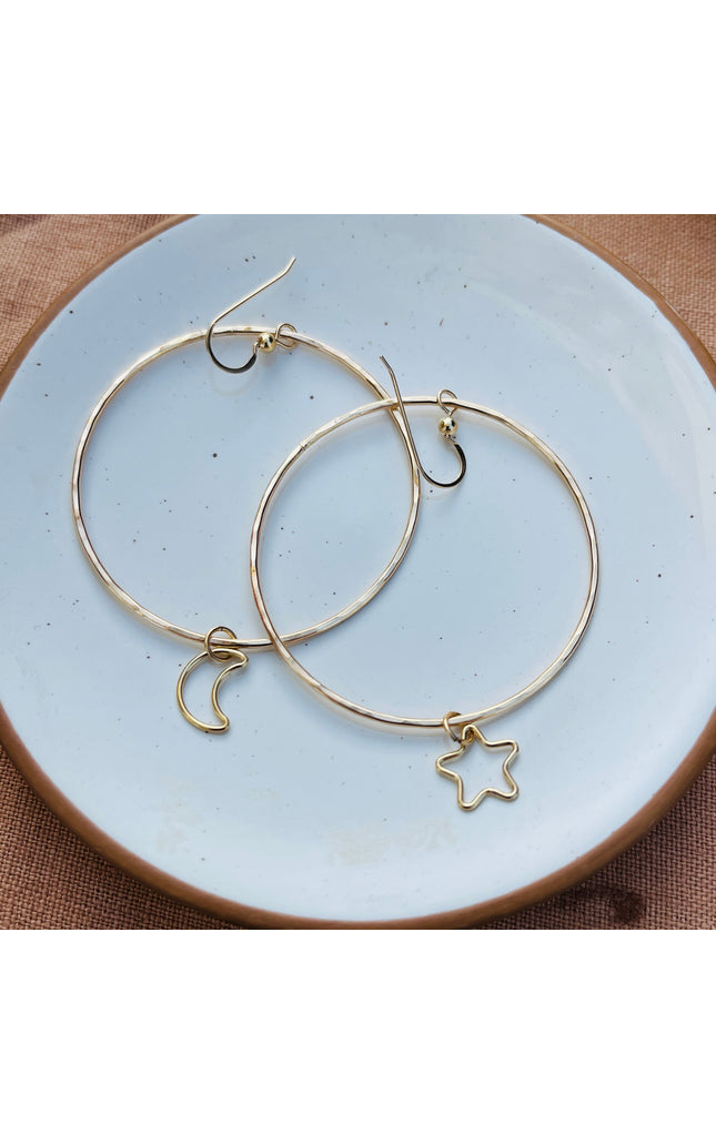 STAR & LUNA MOON HOOP EARRINGS
