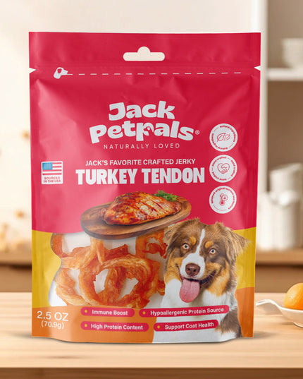 Jack PetPals Handcrafted Jerky Turkey Tendon Dog Treats (2.5oz)