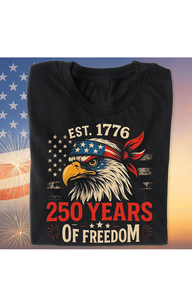 250 Years Of Freedom Shirt | Happy 250th Birthday USA Shirt | America 250th Anniversary Tee | US Flag Vintage Style T-Shirt 682533