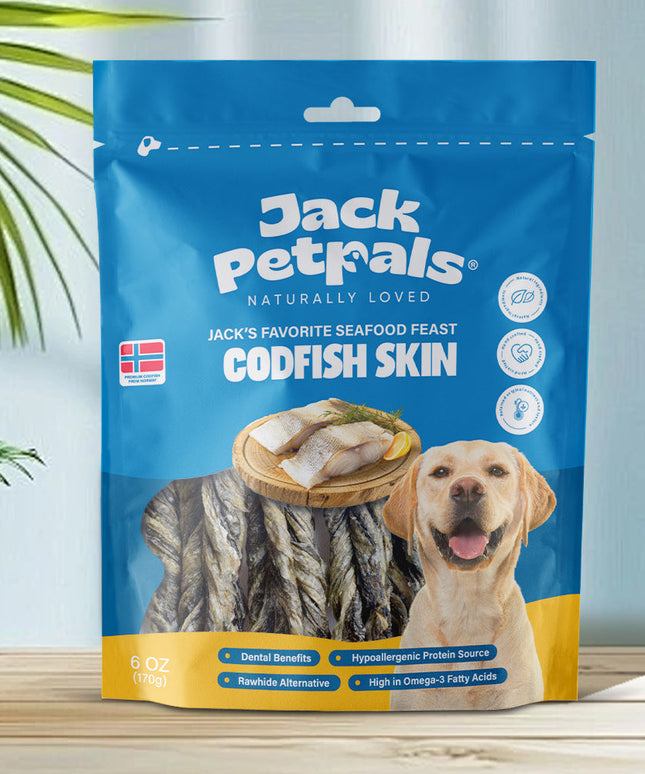Jack PetPals Seafood Feast Codfish Skin Treat Chews (6oz)