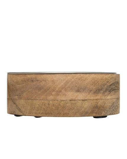 Country Living Stainless Steel Dog Bowl with Cylindrical Mango Wood Holder