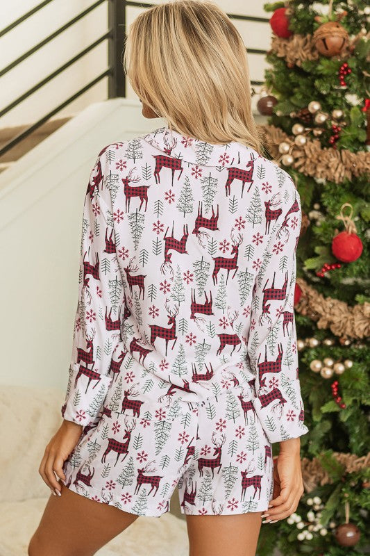 Christmas Deer Shirt and Shorts Lounge Set