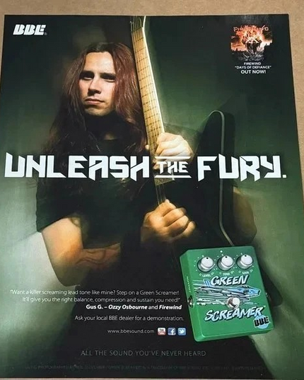 BBE SOUND - GUS G of OZZY OSBOURNE FIREWIND - 2011 Print Advertisement