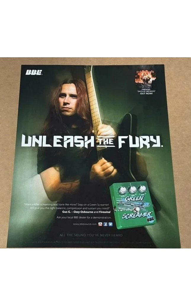 BBE SOUND - GUS G of OZZY OSBOURNE FIREWIND - 2011 Print Advertisement