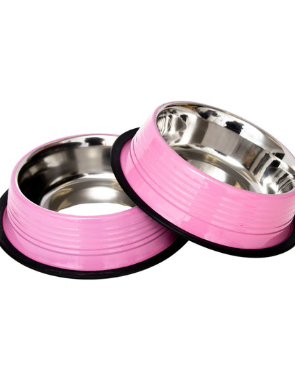 Country Living Set of 2 Ribbed Non-Slip Pet Bowls – Carnation Pink