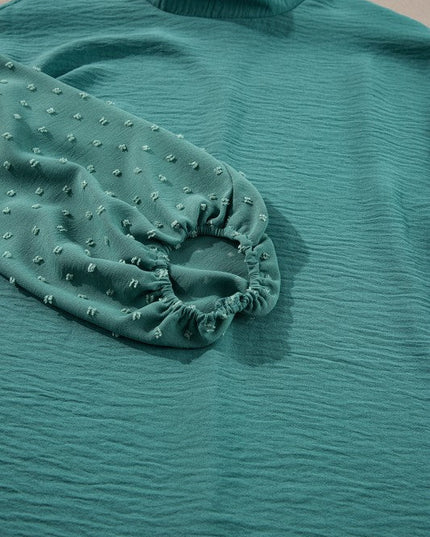 Solid Swiss Dot Balloon Sleeve Blouse