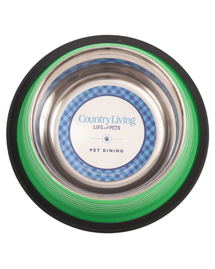 Country Living Set of 2 Ribbed Non-Slip Pet Bowls – Irish Green