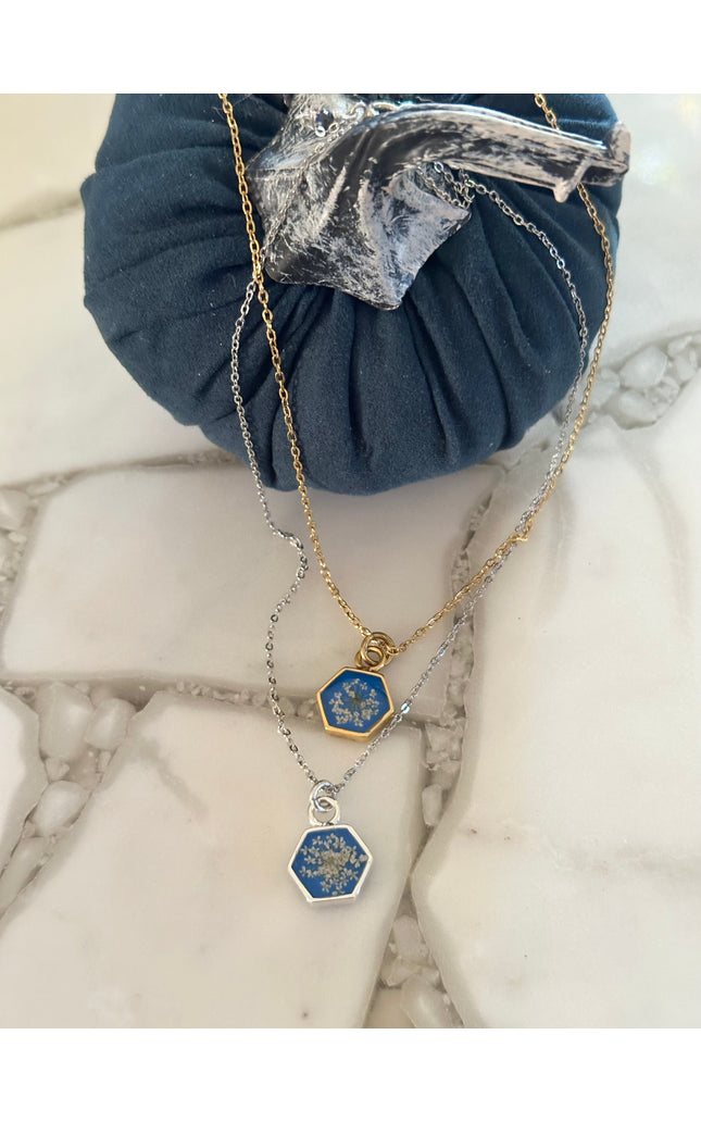 Queen Anne's Lace Hexagon Necklace