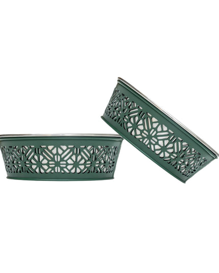 Country Living Set of 2 Stainless Steel Dog Bowls – Farmhouse Style, Ideal for Small to Medium Dogs