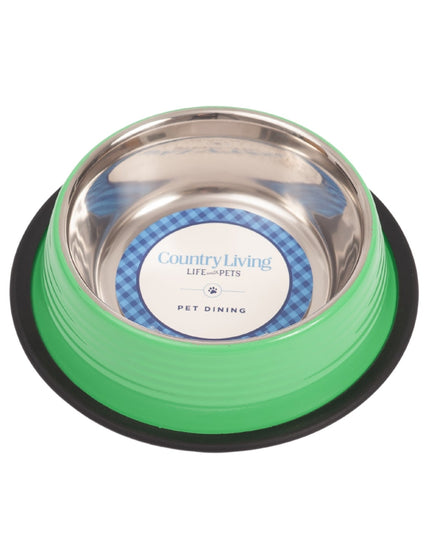 Country Living Set of 2 Ribbed Non-Slip Pet Bowls – Irish Green