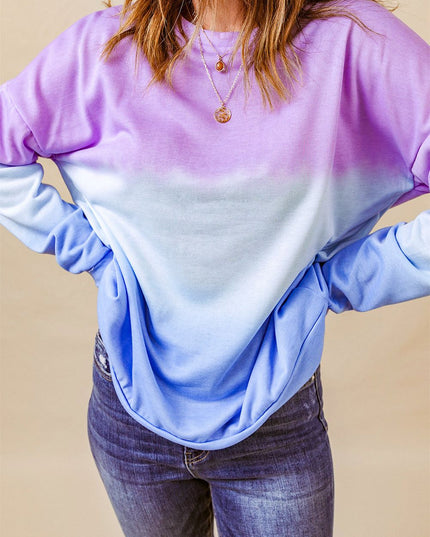 Women Tie-Dye Drop Shoulder Round Neck Sweatshirt