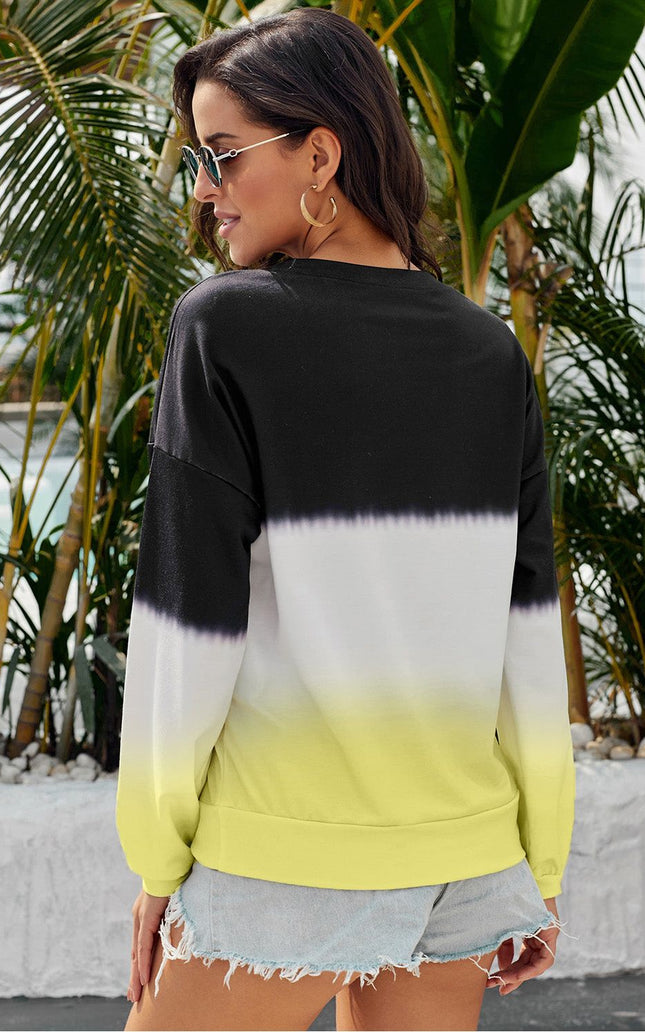 Women Tie-Dye Drop Shoulder Round Neck Sweatshirt