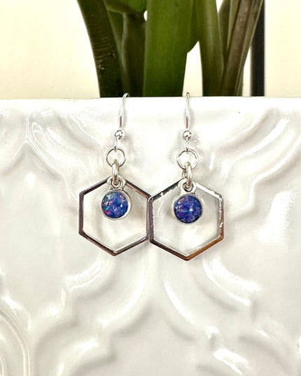 Hexagon Gemstone Earrings