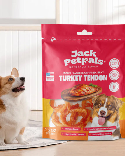 Jack PetPals Handcrafted Jerky Turkey Tendon Dog Treats (2.5oz)