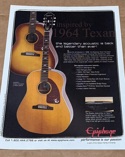 EPIPHONE GUITARS - TEXAN - 2010 Print Advertisement
