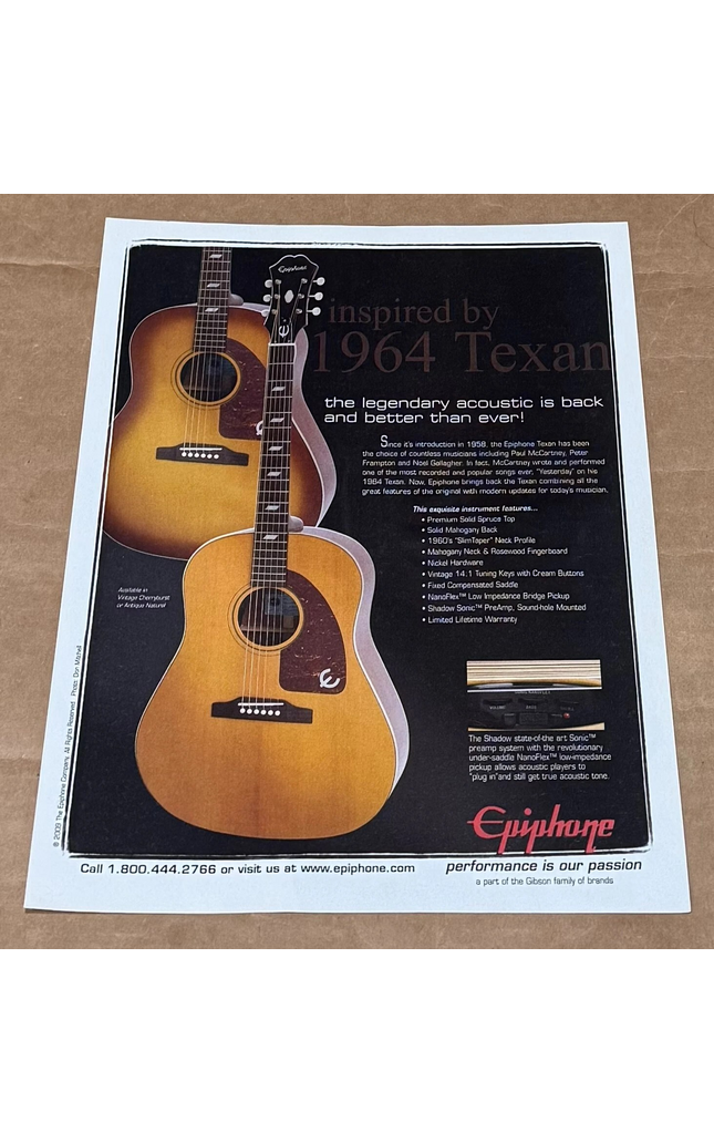 EPIPHONE GUITARS - TEXAN - 2010 Print Advertisement