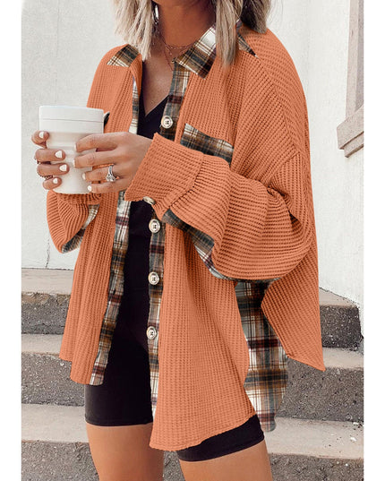 Plaid Button Down Collared Jacket